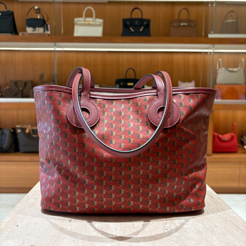 【撞色幾何、低調奢華】MOYNAT TOTE 莫奈托特包|經典M圖騰|條紋撞色設計|大容量通勤手提肩背包-小號-2