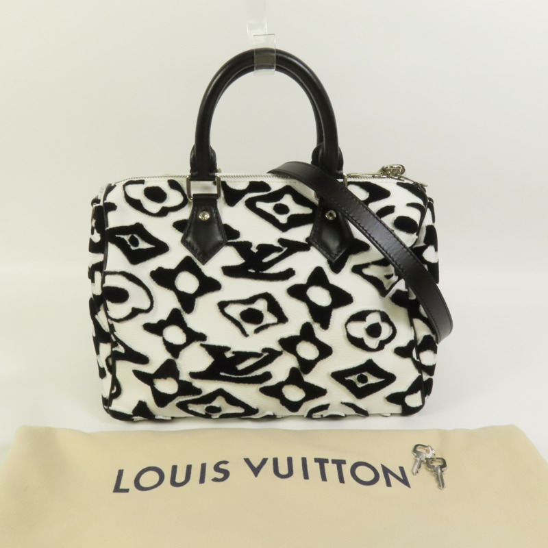 LOUIS VUITTON Tufted Monogram Speedy Bandouliere 25銀扣手挽肩背兩用袋-11