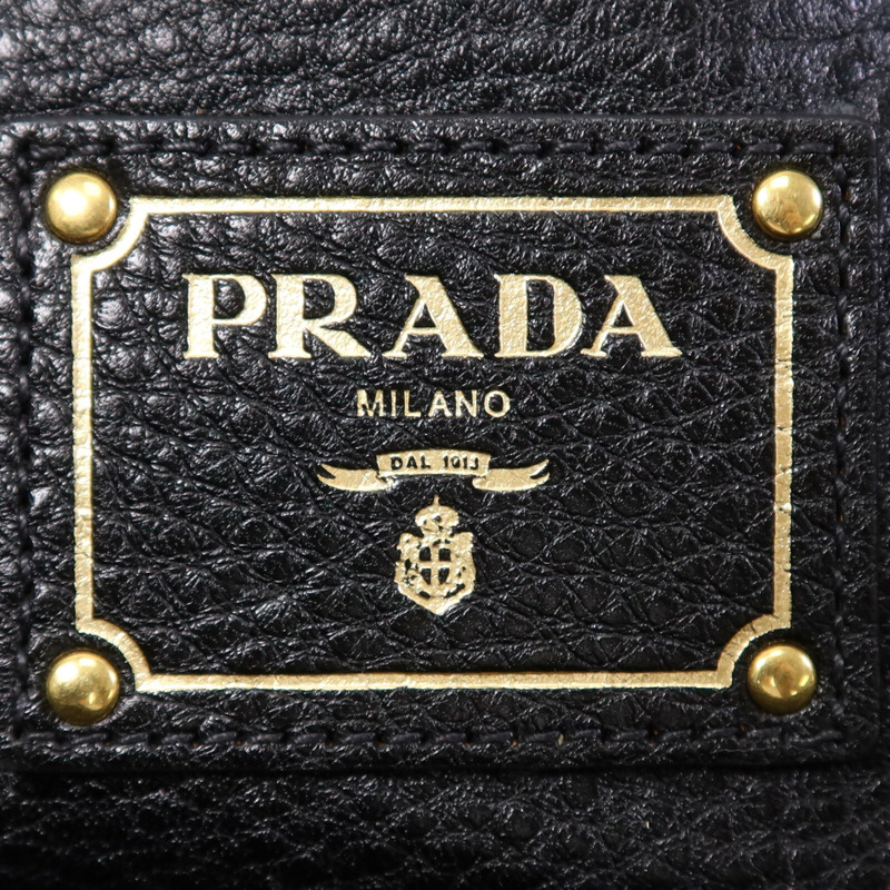 PRADA 牛皮皮革Shoulder Bag金扣肩背袋-5