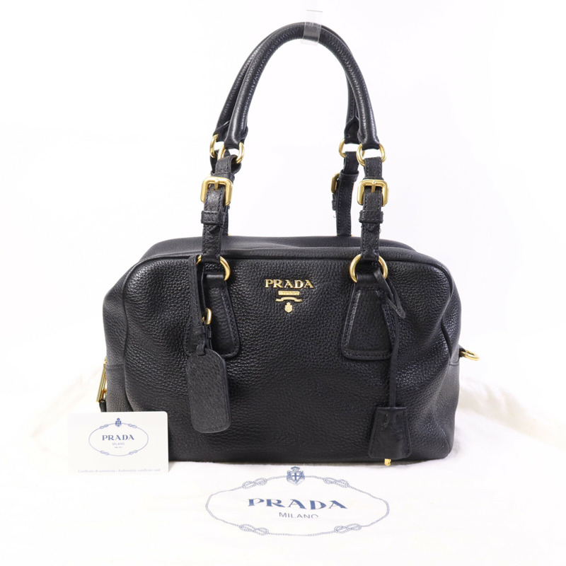 PRADA 牛皮皮革Shoulder Bag金扣肩背袋-7