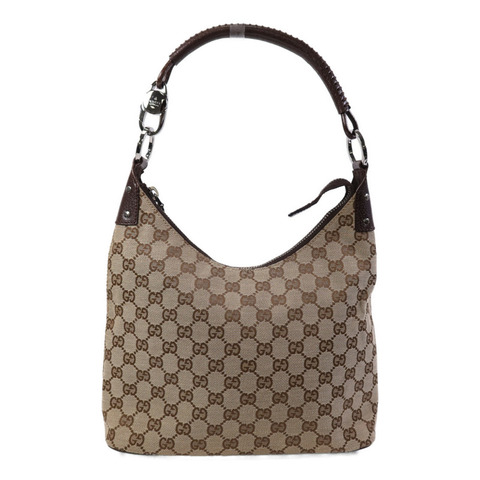 GUCCI 帆布Shoulder Bag銀扣肩背袋