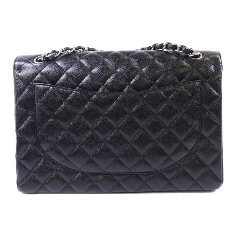 CHANEL 牛皮皮革Maxi Classic銀扣鏈帶肩背袋-1