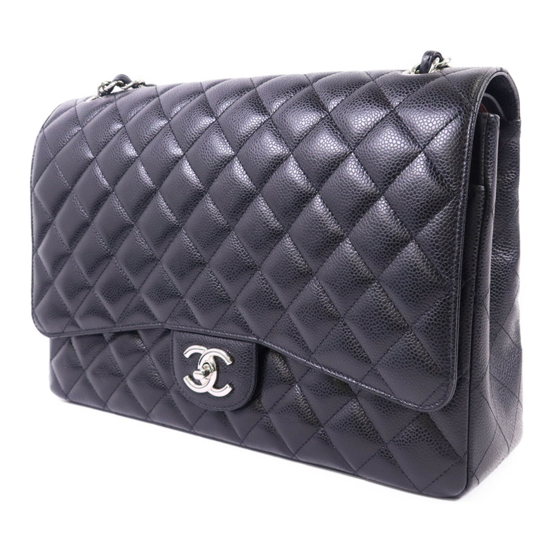 CHANEL 牛皮皮革Maxi Classic銀扣鏈帶肩背袋-2
