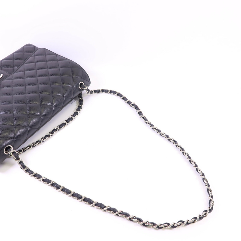 CHANEL 牛皮皮革Maxi Classic銀扣鏈帶肩背袋-4