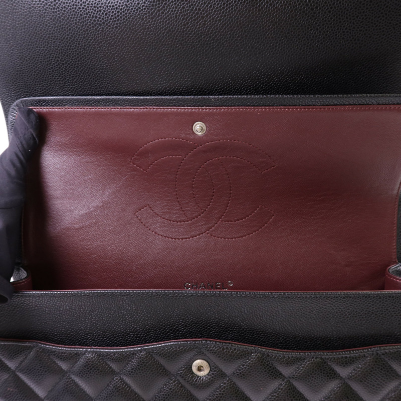 CHANEL 牛皮皮革Maxi Classic銀扣鏈帶肩背袋-7