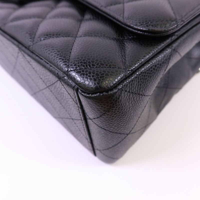 CHANEL 牛皮皮革Maxi Classic銀扣鏈帶肩背袋-12