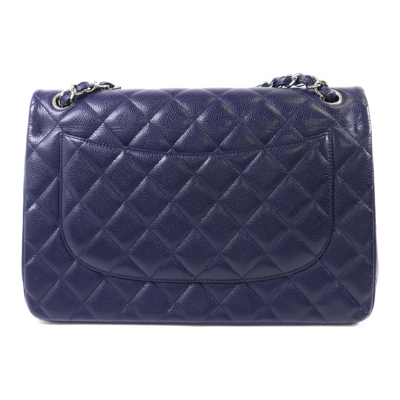 CHANEL 牛皮皮革Large Classic銀扣鏈帶肩背袋-1