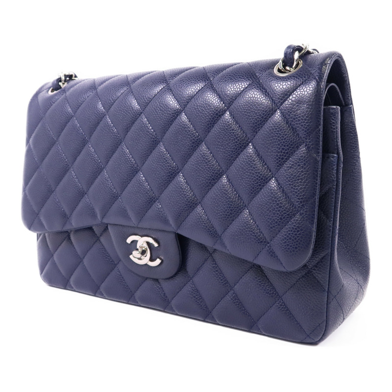CHANEL 牛皮皮革Large Classic銀扣鏈帶肩背袋-2
