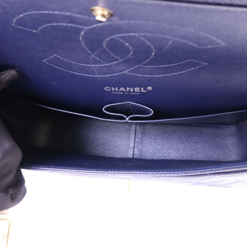 CHANEL 牛皮皮革Large Classic銀扣鏈帶肩背袋-6