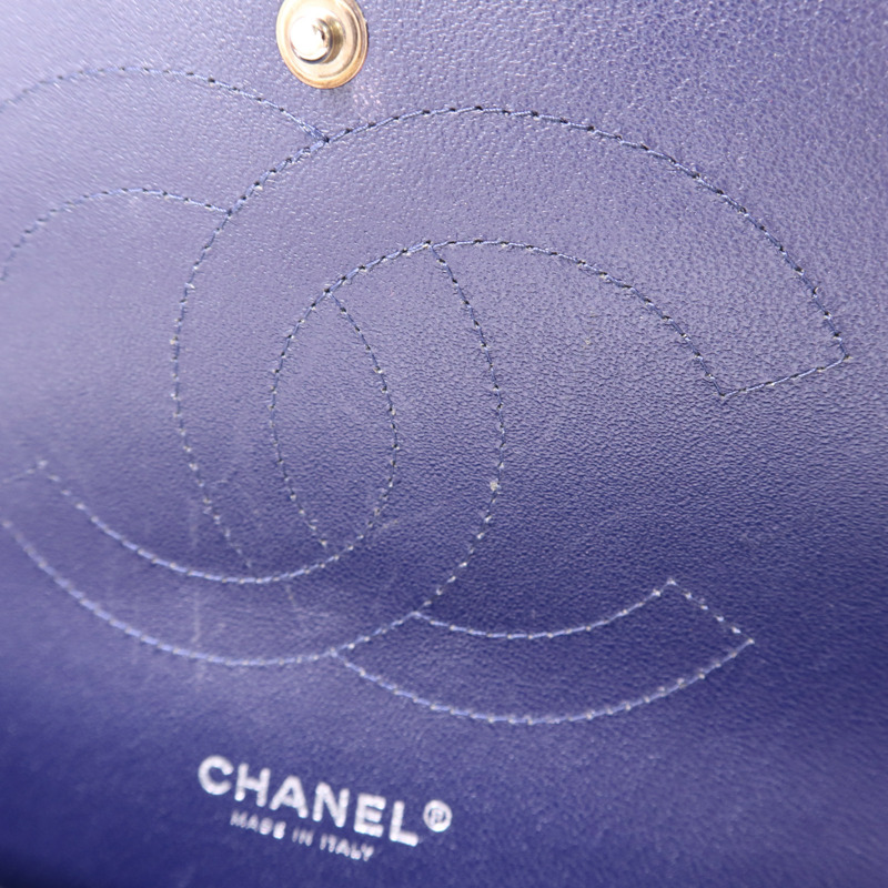 CHANEL 牛皮皮革Large Classic銀扣鏈帶肩背袋-18