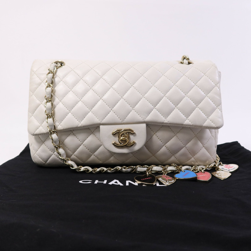 CHANEL 羊皮皮革Classique Valentine金扣鏈帶肩背袋-8