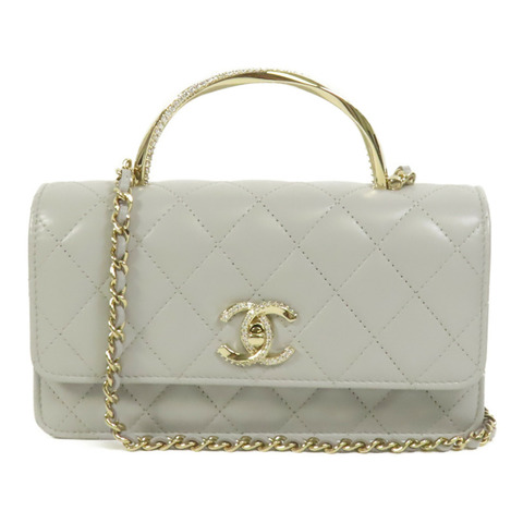 CHANEL 羊皮皮革Chain Shoulder金扣手挽肩背兩用袋