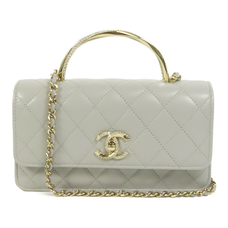 CHANEL 羊皮皮革Chain Shoulder金扣手挽肩背兩用袋-0