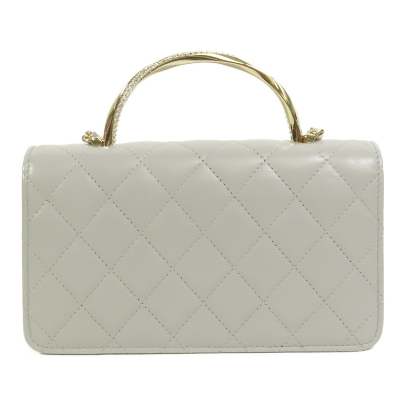 CHANEL 羊皮皮革Chain Shoulder金扣手挽肩背兩用袋-1