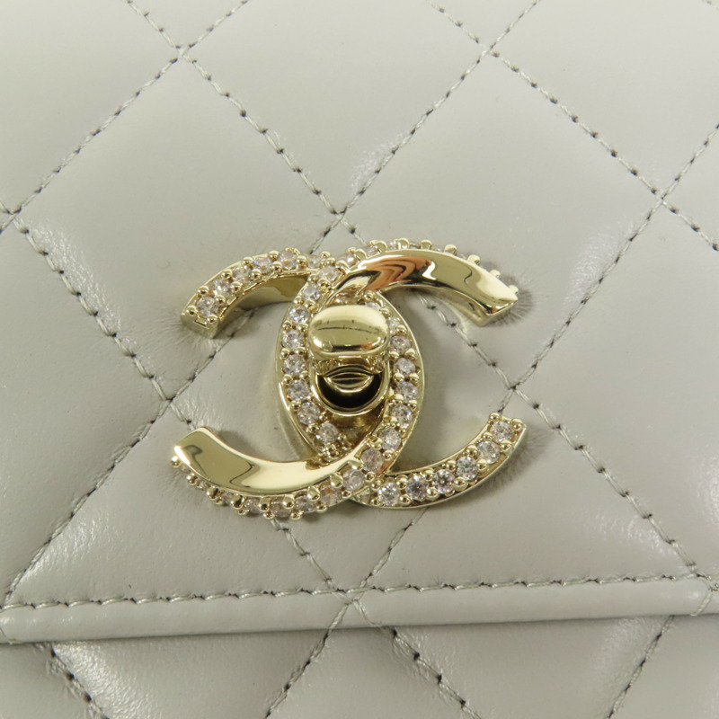 CHANEL 羊皮皮革Chain Shoulder金扣手挽肩背兩用袋-7