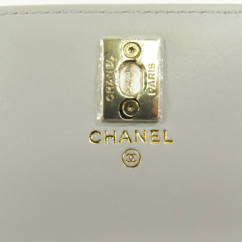 CHANEL 羊皮皮革Chain Shoulder金扣手挽肩背兩用袋-8