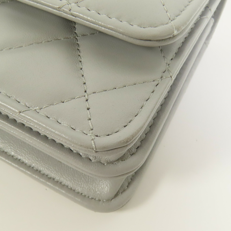 CHANEL 羊皮皮革Chain Shoulder金扣手挽肩背兩用袋-12