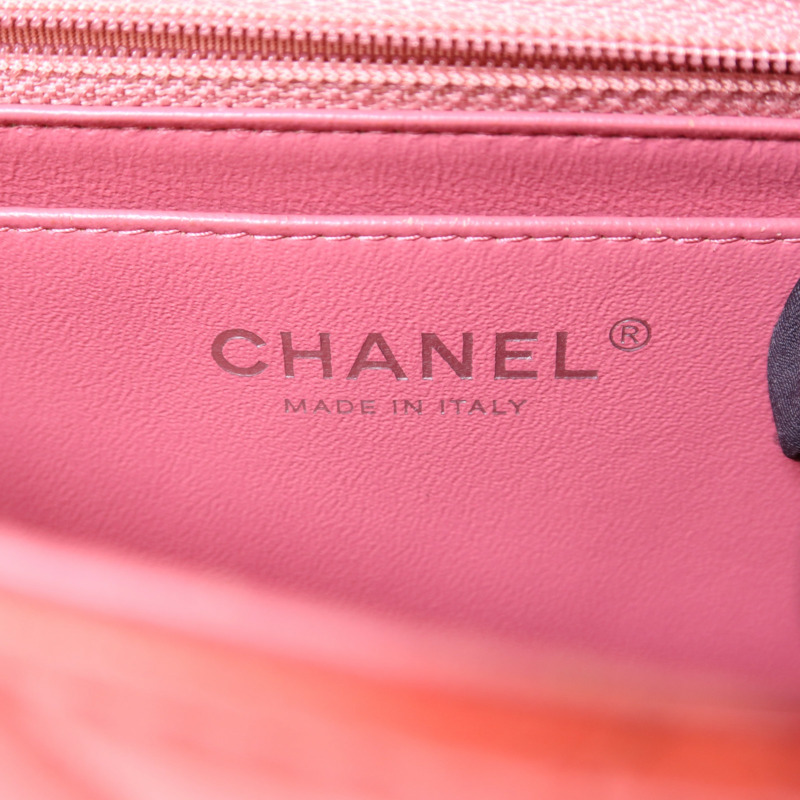 CHANEL 羊皮皮革Classic Flap 20銀扣鏈帶肩背袋-6