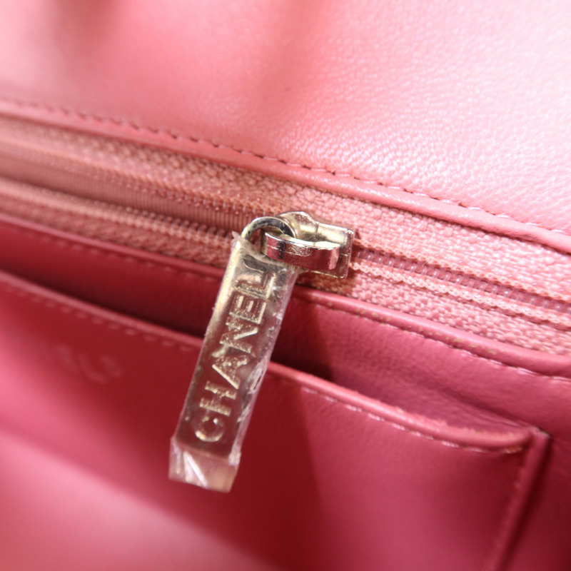 CHANEL 羊皮皮革Classic Flap 20銀扣鏈帶肩背袋-8