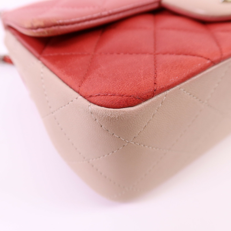 CHANEL 羊皮皮革Classic Flap 20銀扣鏈帶肩背袋-14