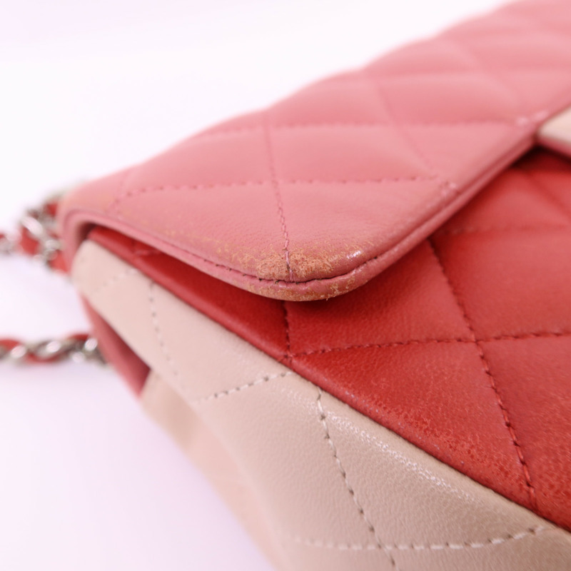 CHANEL 羊皮皮革Classic Flap 20銀扣鏈帶肩背袋-19