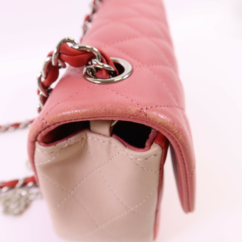 CHANEL 羊皮皮革Classic Flap 20銀扣鏈帶肩背袋-20