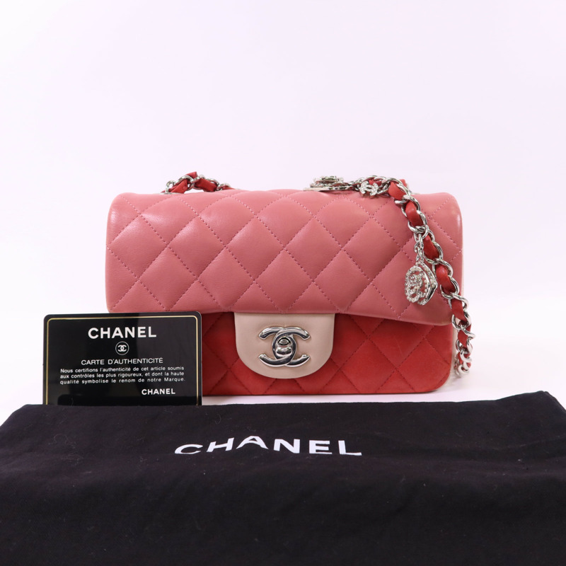 CHANEL 羊皮皮革Classic Flap 20銀扣鏈帶肩背袋-26