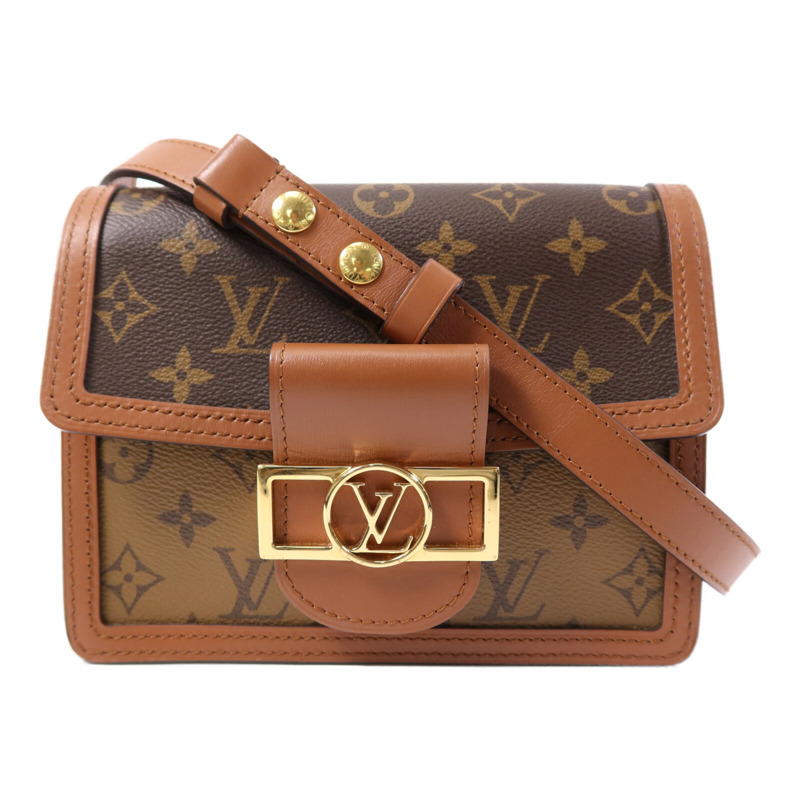 LOUIS VUITTON Monogram Reverse Mini Dauphine金扣肩背袋-0