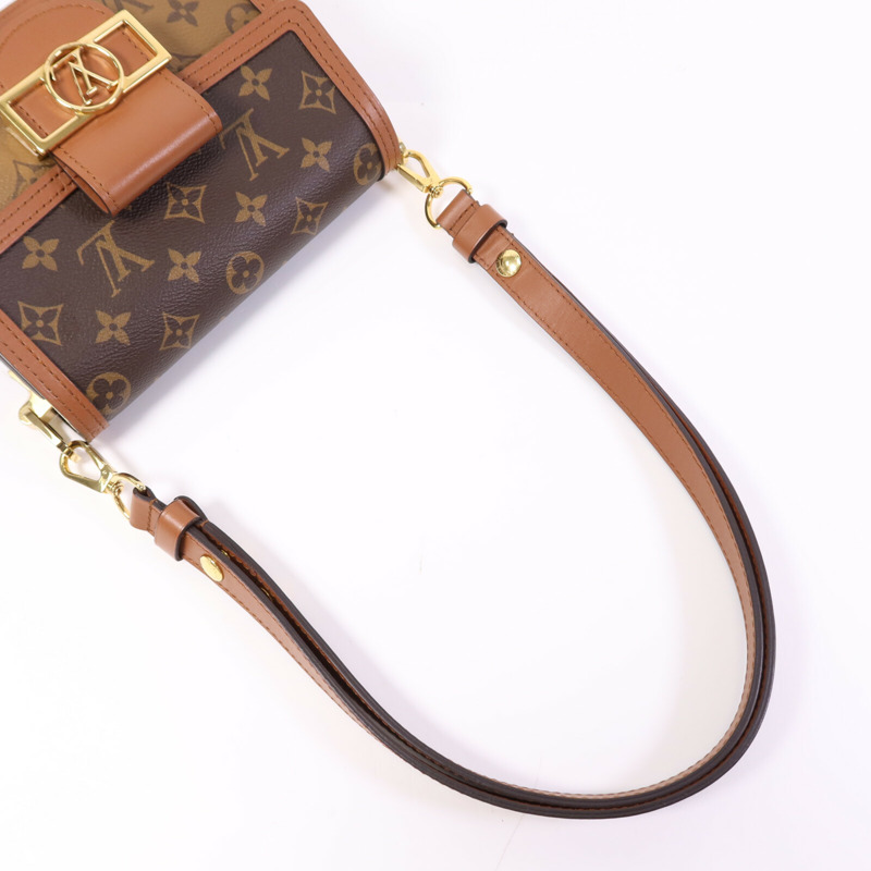 LOUIS VUITTON Monogram Reverse Mini Dauphine金扣肩背袋-5