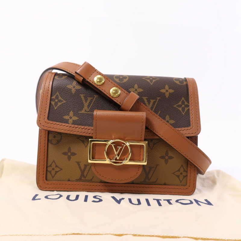 LOUIS VUITTON Monogram Reverse Mini Dauphine金扣肩背袋-6