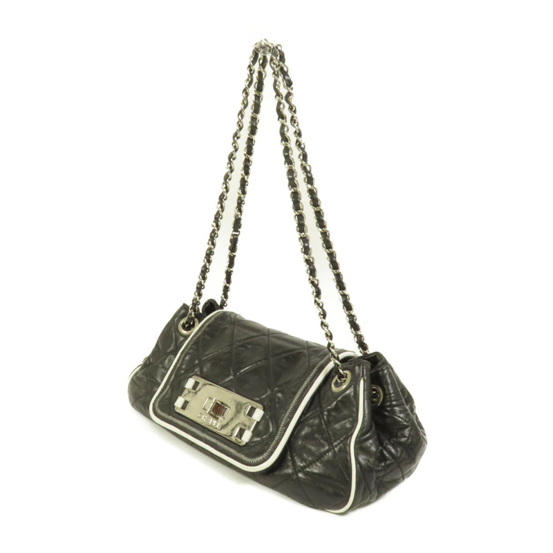 CHANEL 牛皮皮革West Accordion Flap Bag銀扣鏈帶肩背袋-2