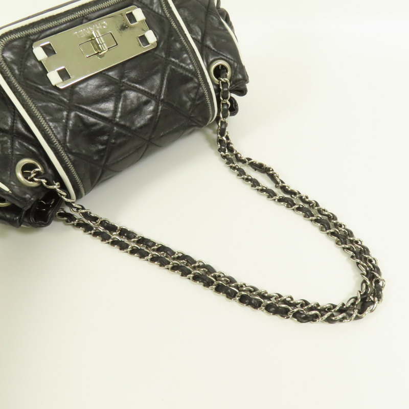 CHANEL 牛皮皮革West Accordion Flap Bag銀扣鏈帶肩背袋-4