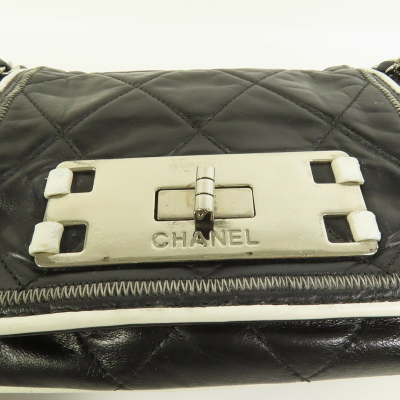 CHANEL 牛皮皮革West Accordion Flap Bag銀扣鏈帶肩背袋-6
