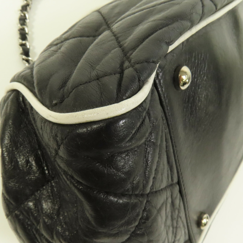 CHANEL 牛皮皮革West Accordion Flap Bag銀扣鏈帶肩背袋-11