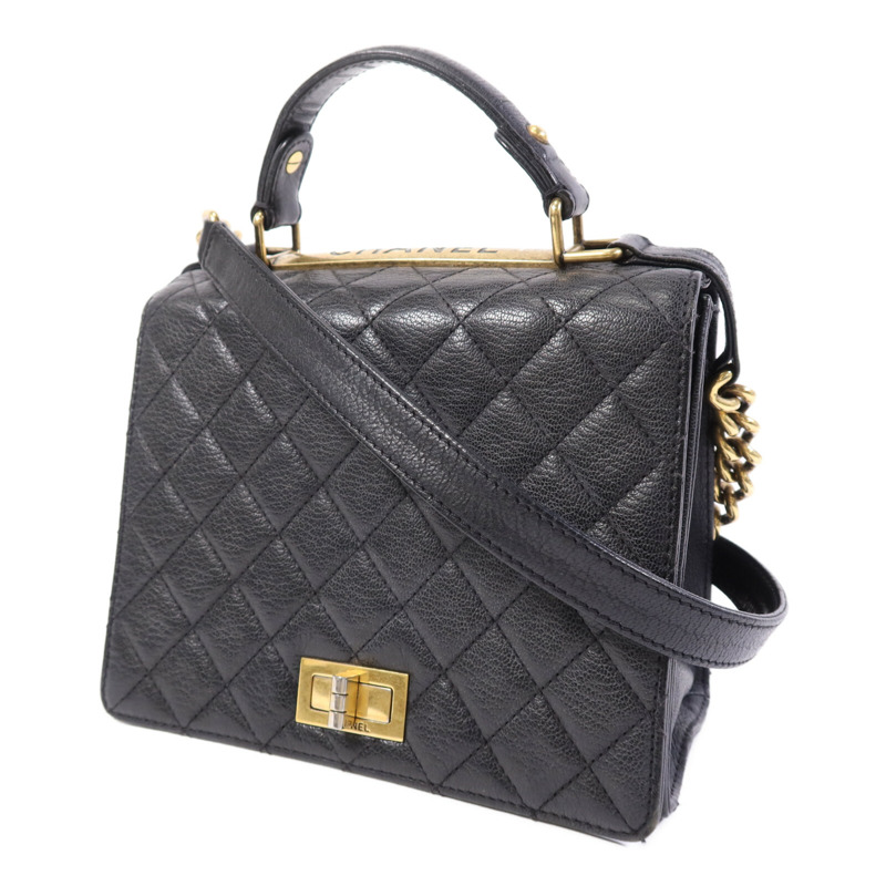 CHANEL 牛皮皮革Rita Top Handle Flap金扣鏈帶肩背袋-2