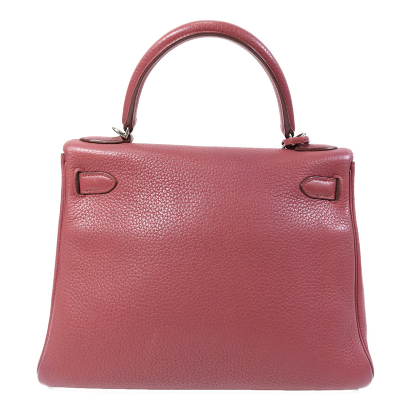 HERMES Togo皮革Kelly 28銀扣手挽肩背兩用袋Bois de Rose-1
