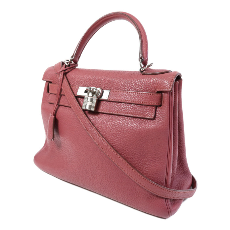 HERMES Togo皮革Kelly 28銀扣手挽肩背兩用袋Bois de Rose-2