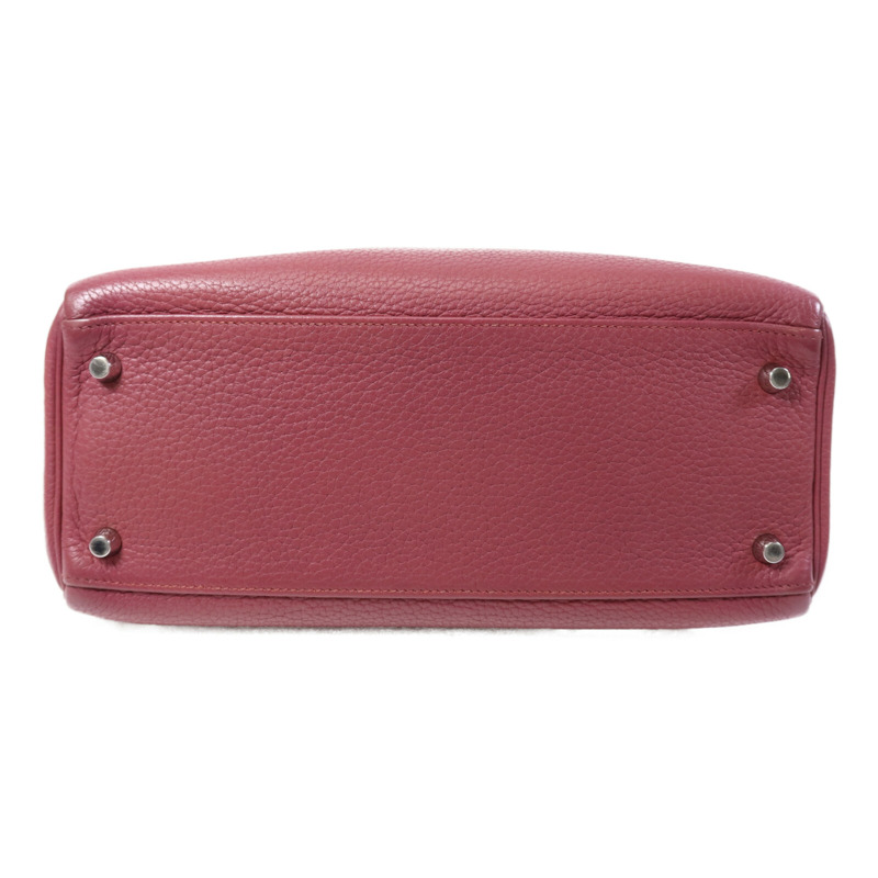 HERMES Togo皮革Kelly 28銀扣手挽肩背兩用袋Bois de Rose-3