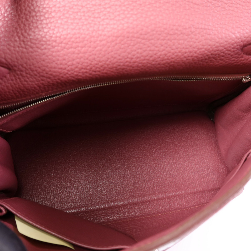 HERMES Togo皮革Kelly 28銀扣手挽肩背兩用袋Bois de Rose-4