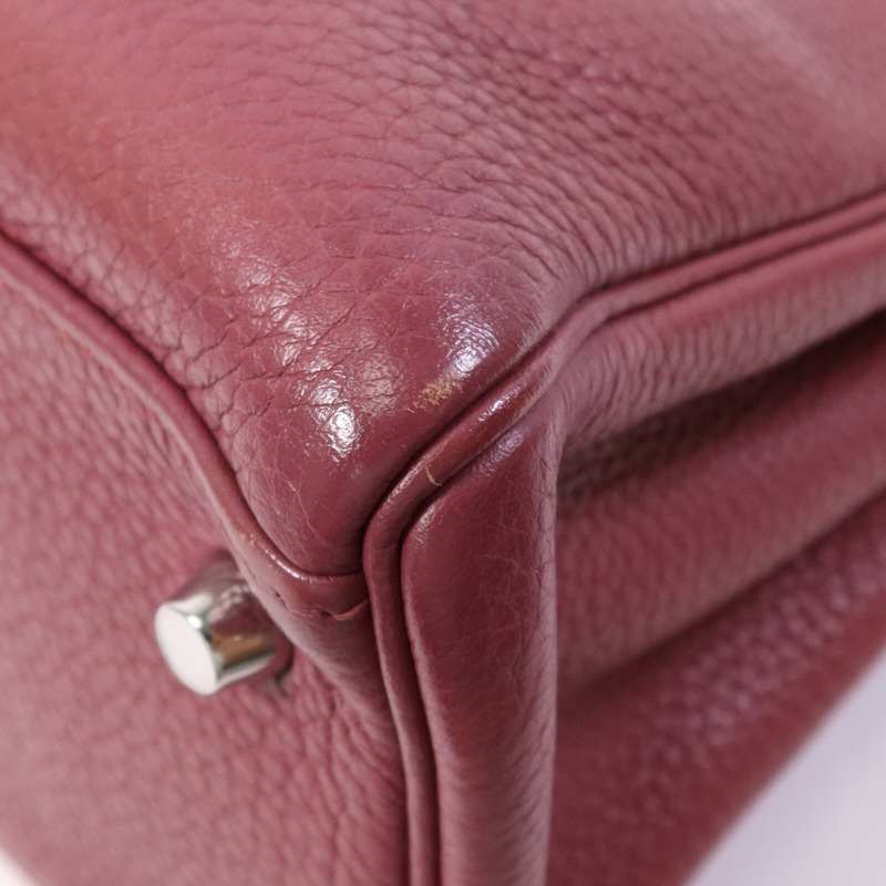 HERMES Togo皮革Kelly 28銀扣手挽肩背兩用袋Bois de Rose-7