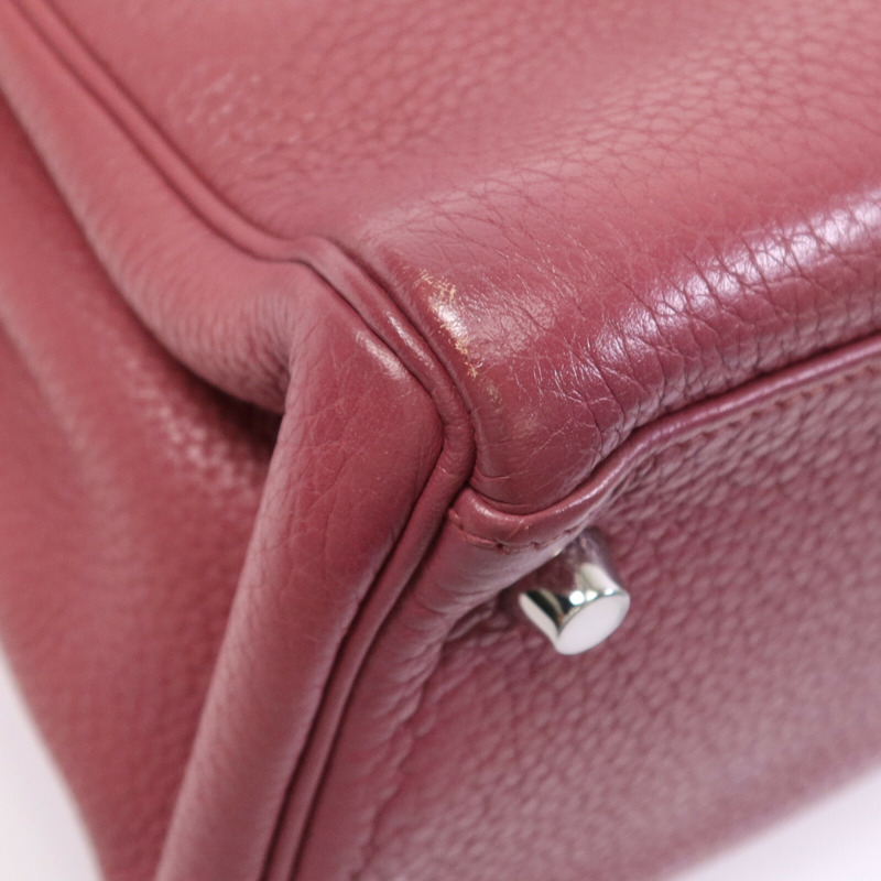 HERMES Togo皮革Kelly 28銀扣手挽肩背兩用袋Bois de Rose-8