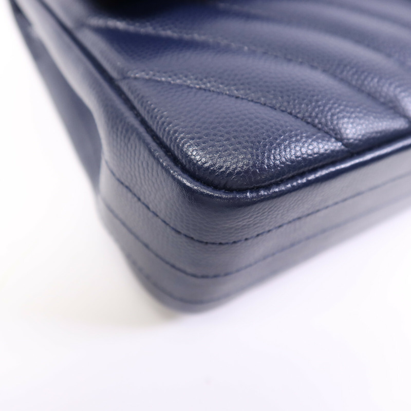 CHANEL 牛皮皮革Classic Flap Chevron銀扣鏈帶肩背袋-8