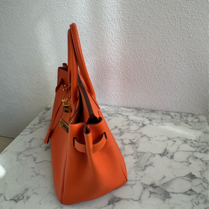 Hermes 9J橘金釦Birkin30-3