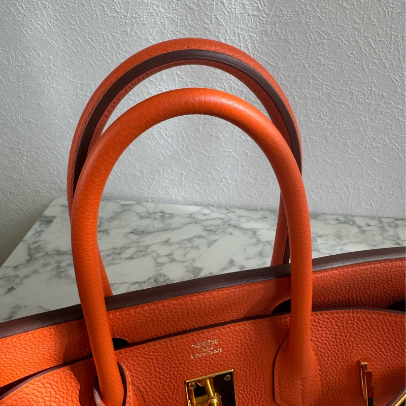 Hermes 9J橘金釦Birkin30-13