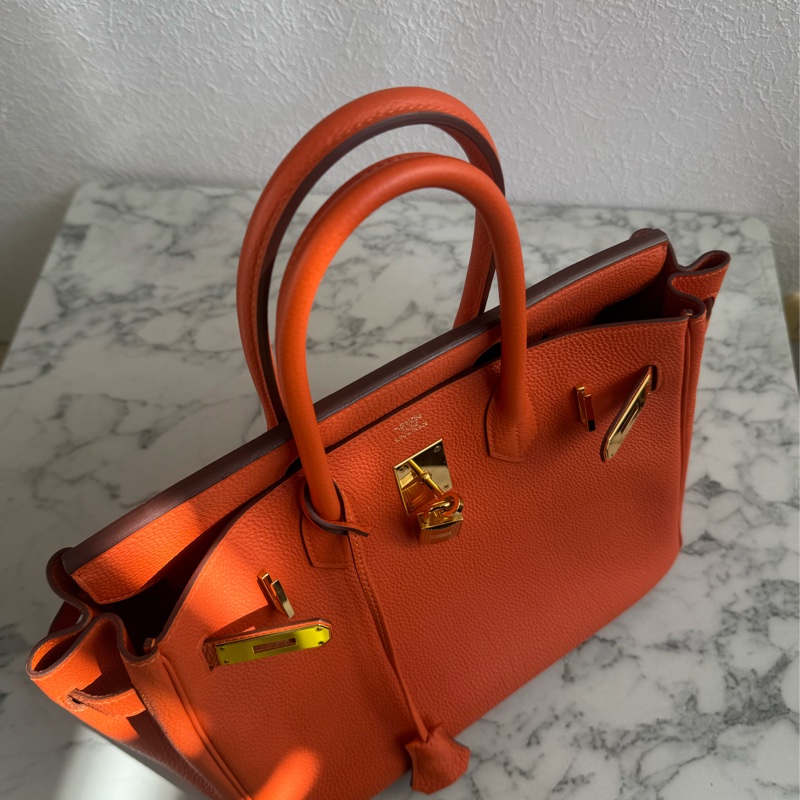 Hermes 9J橘金釦Birkin30-15