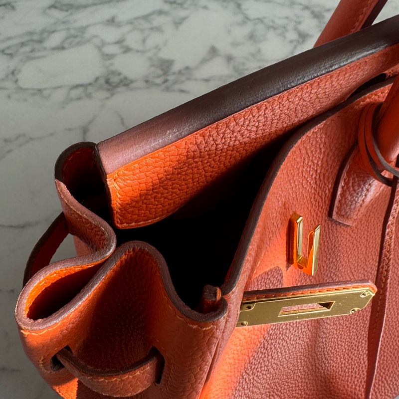 Hermes 9J橘金釦Birkin30-40