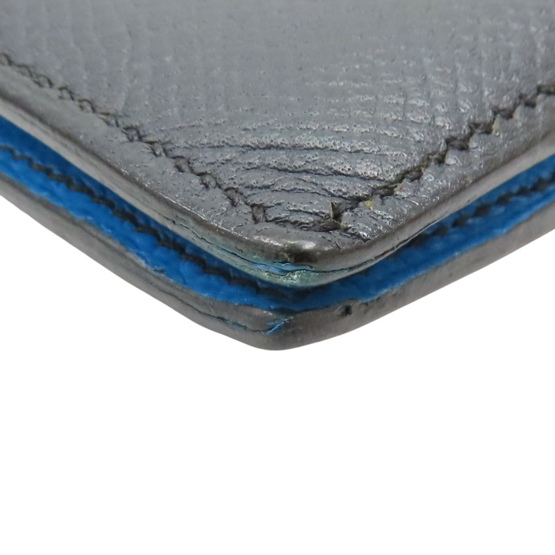 黑/藍色 Epsom牛皮 雙色 MC2 Copernic Compact 短夾 A刻【HERMES 愛馬仕】-10