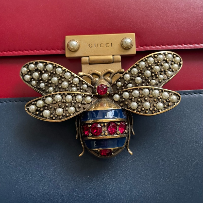 Gucci SYLVIE肩背包 水鑽蜜蜂-11