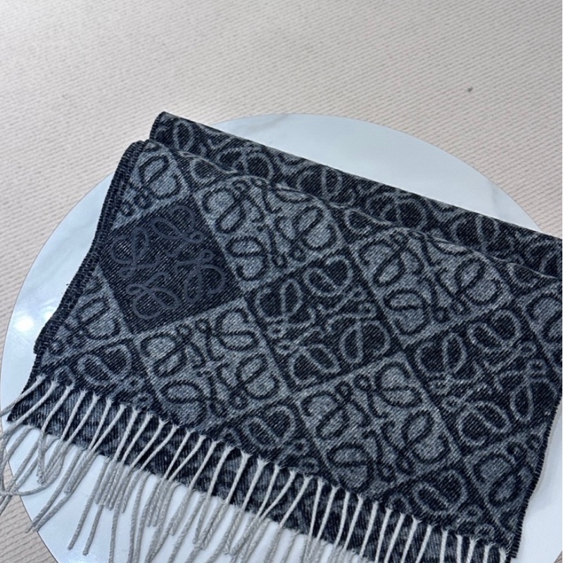 【全新❤️】LOEWE Anagram scarf 羊絨羊毛圍巾頸巾 女款 深灰色 黑灰色-1