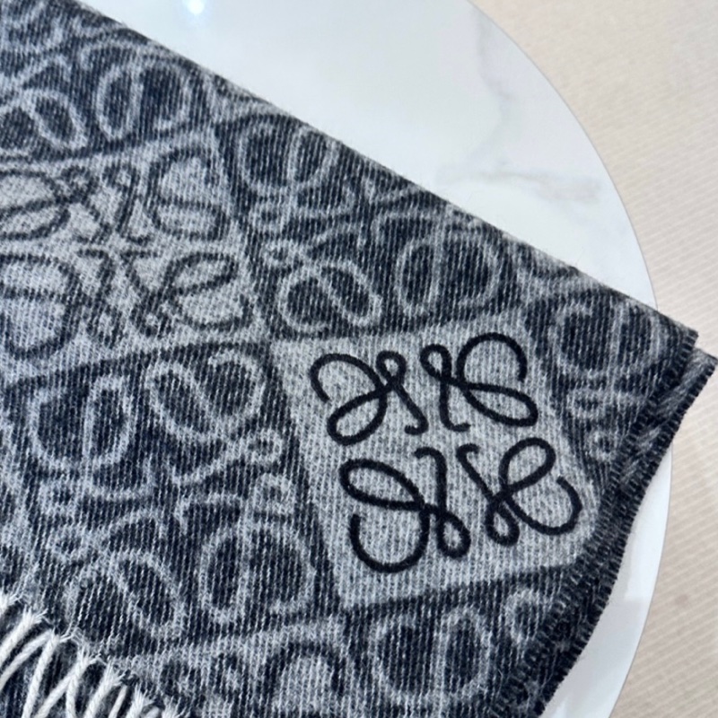 【全新❤️】LOEWE Anagram scarf 羊絨羊毛圍巾頸巾 女款 深灰色 黑灰色-2